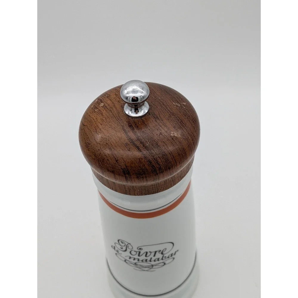 Vintage Porcelaine d'Auteuil Paris France Pepper Mill Grinder Wood Ceramic 8.75